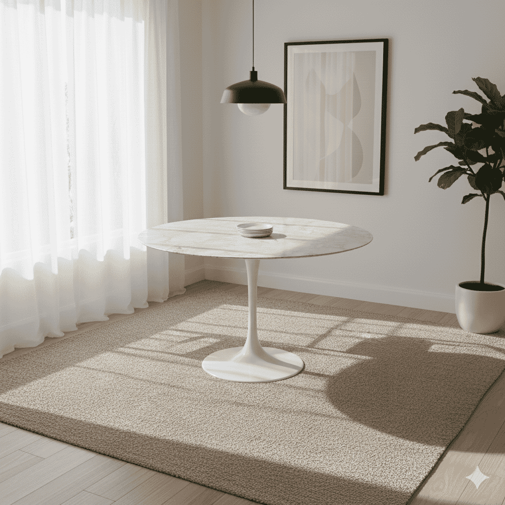 Pedestal Table Round With Marble Top - In Stock-1