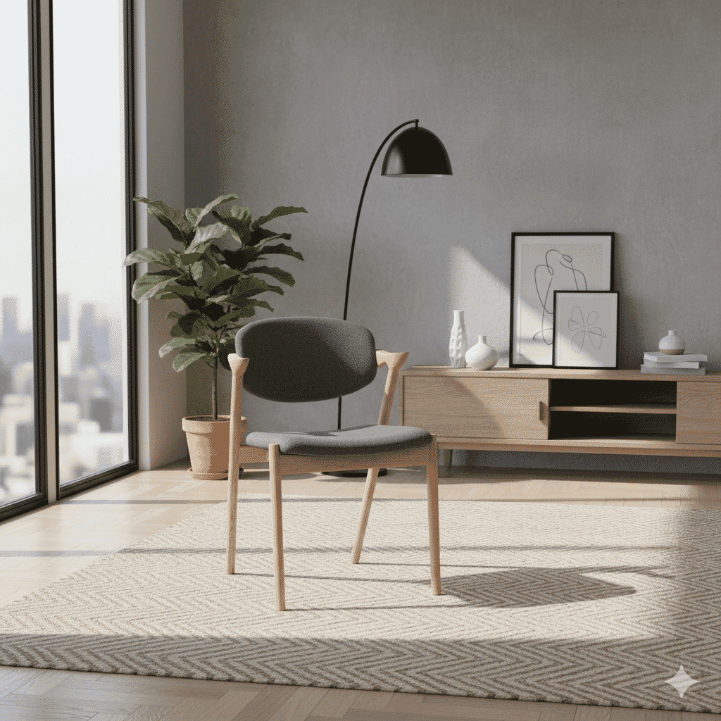 No. 42 Chair Oak and Blue Wool