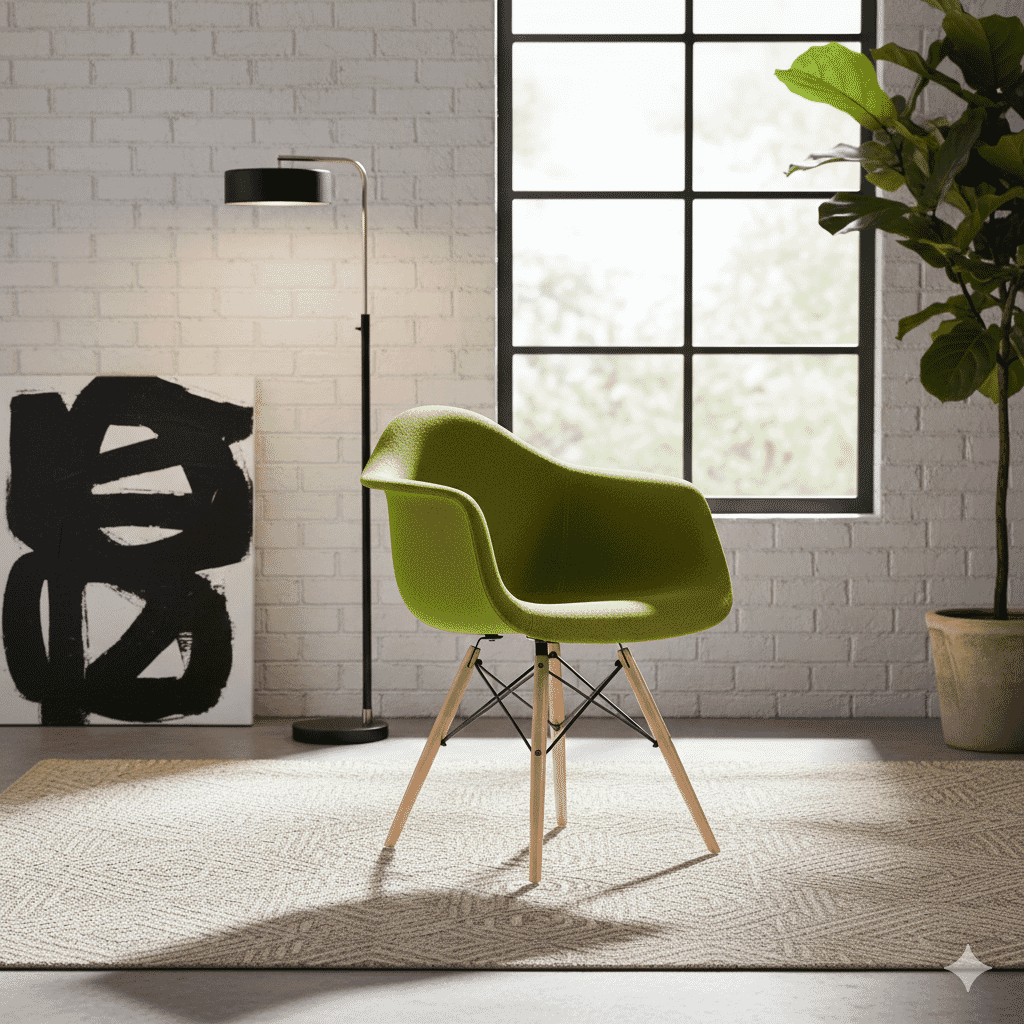 Upholstered Front And Back Shell Arm Chair and Dowels