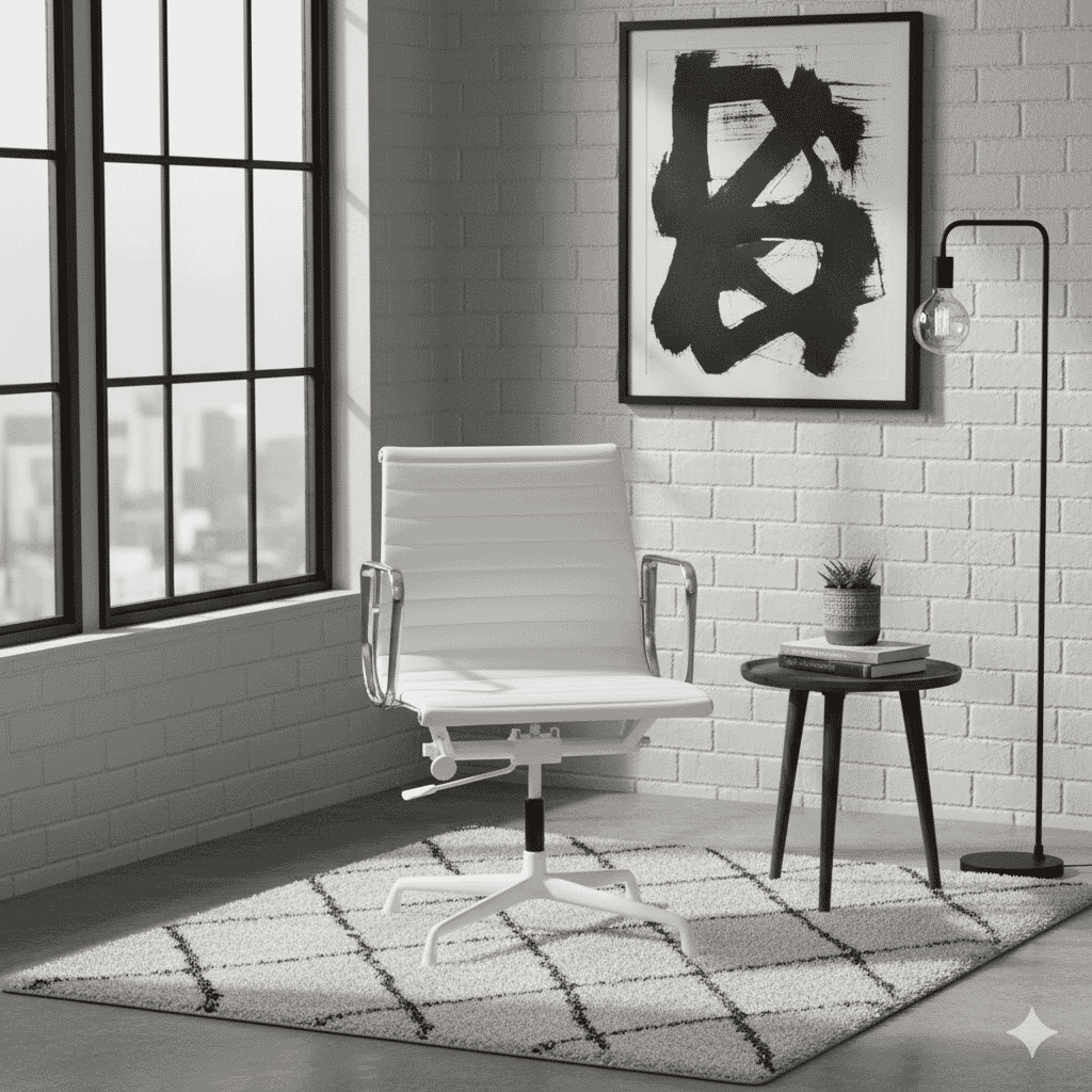 Eames Office Aluminium Chair EA 118 Powder Coated White