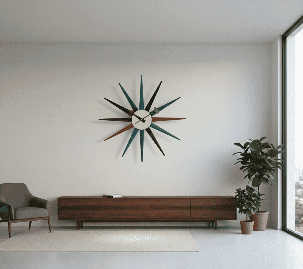 Multi Coloured Sunburst Clock
