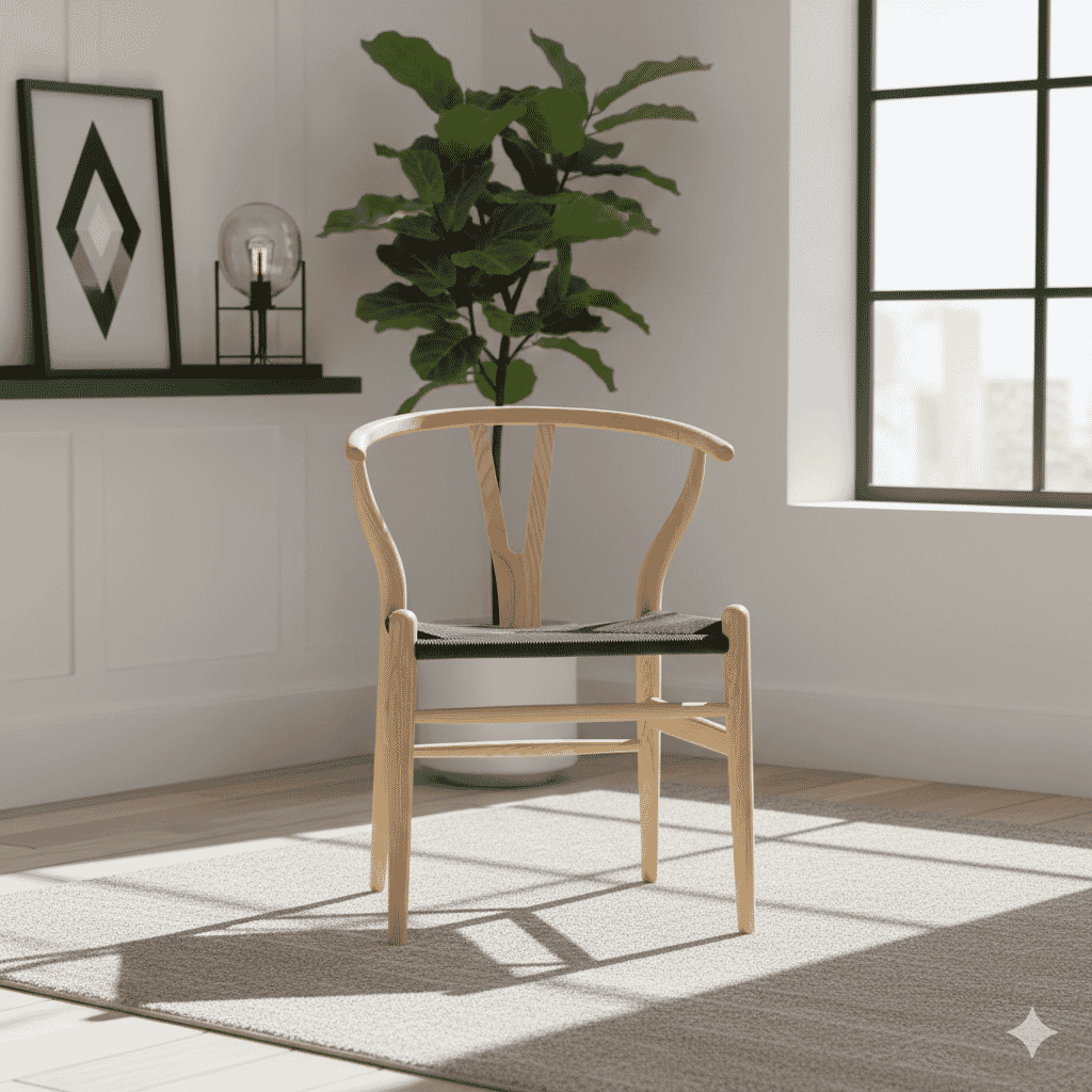 Scandi Dining Chair Ash And Black Cord