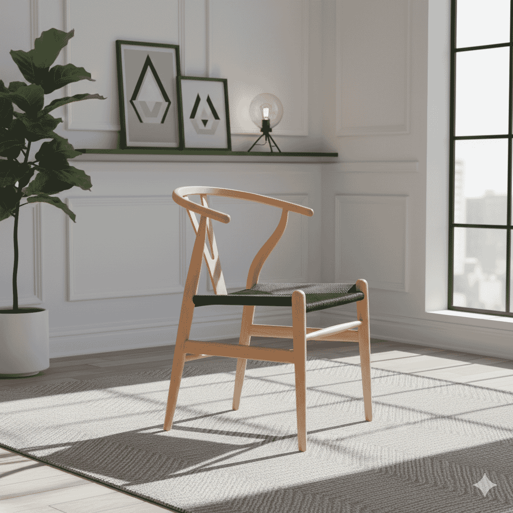 Scandi Dining Chair Beech And Black Cord