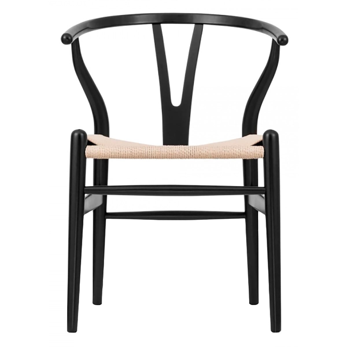 Scandi Dining Chair Beech Painted Black Closed Pore and Natural Cord