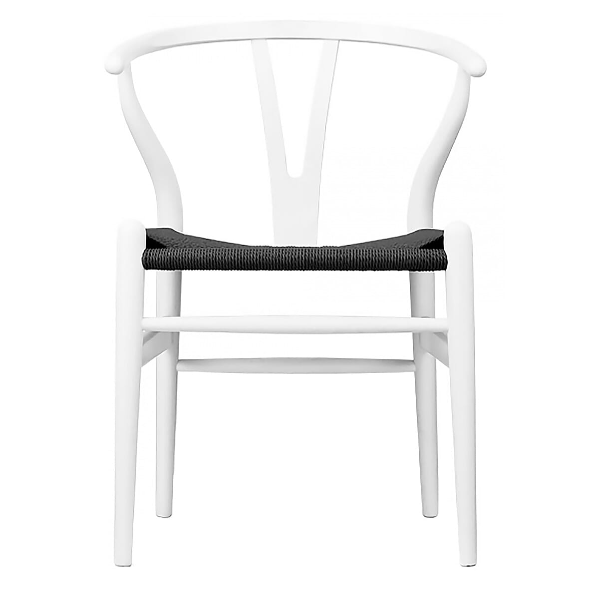 Scandi Dining Chair Beech Painted White Closed Pore and Black Cord