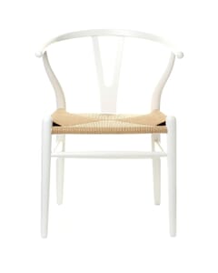 Scandi Dining Chair Beech Painted White Closed Pore and Natural Cord