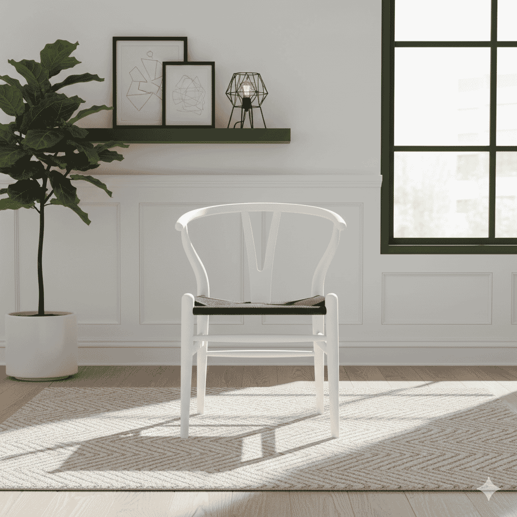 Scandi Dining Chair  Black/White With Black Cord