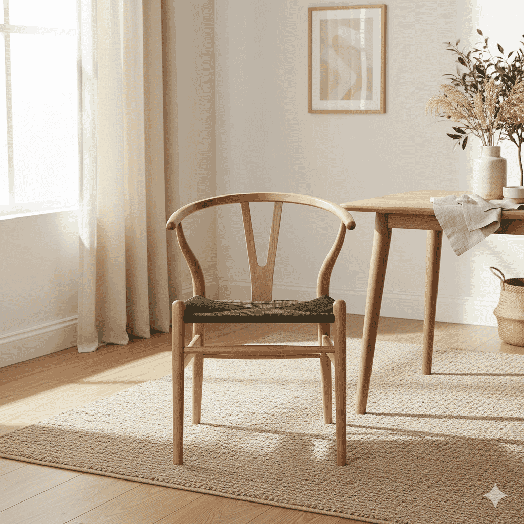 Scandi Dining Chair Oak And Black Cord