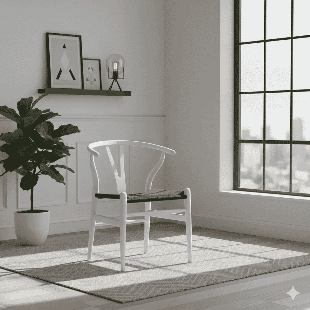 Scandi Dining Chair Oak Stained White Open Pore And Black Cord