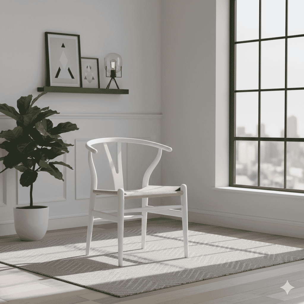 Scandi Dining Chair Oak Stained White Open Pore And Natural Cord