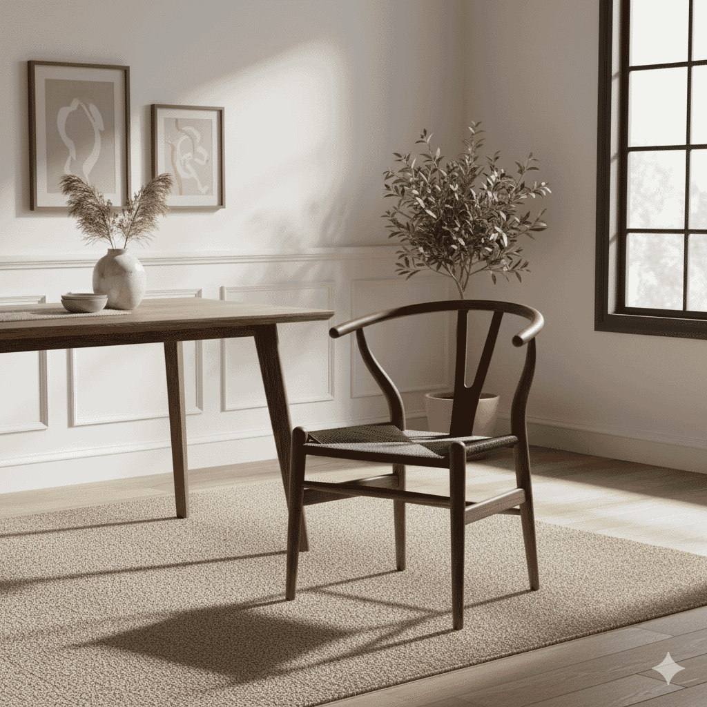 Scandi Dining Chair Walnut And Black Cord