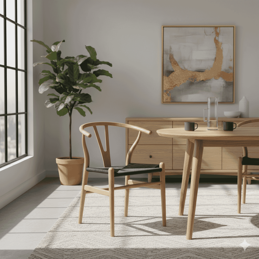 Scandi Dining Chair With Black Cord