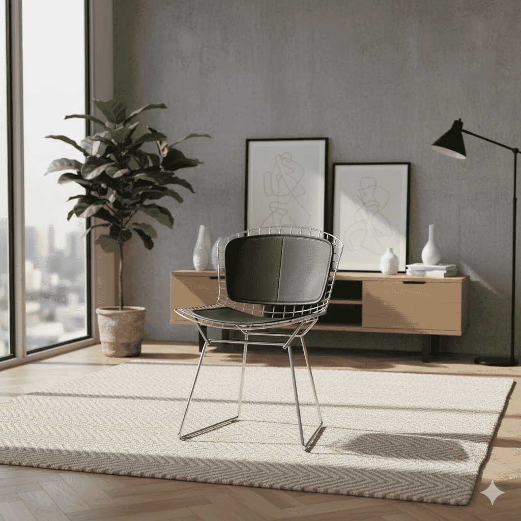 Wire Side Chair With Double Cushion