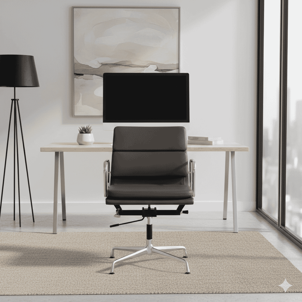 Eames Office Soft Pad Chair EA 218 In Chocolate Brown Leather