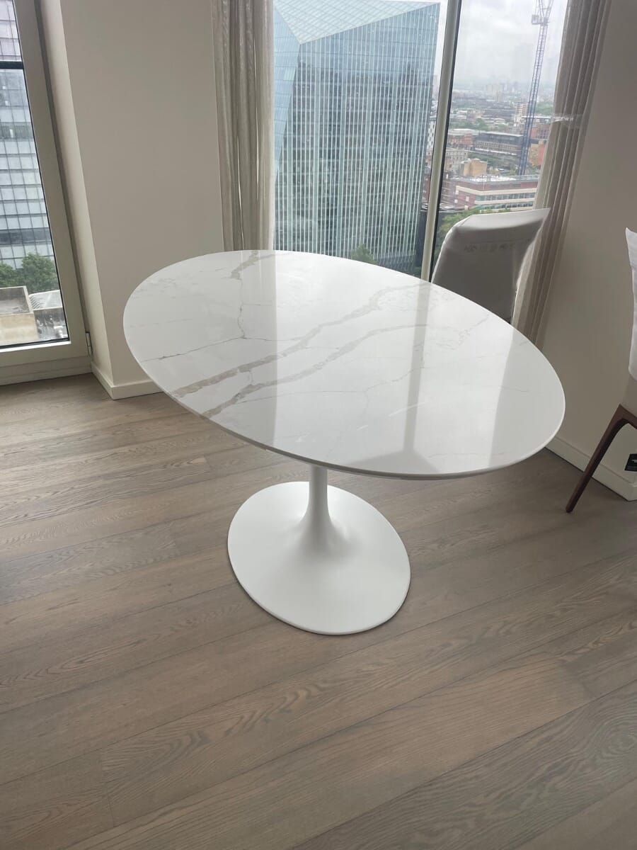 Pedestal Quartz Dining Table Oval 160x100cm