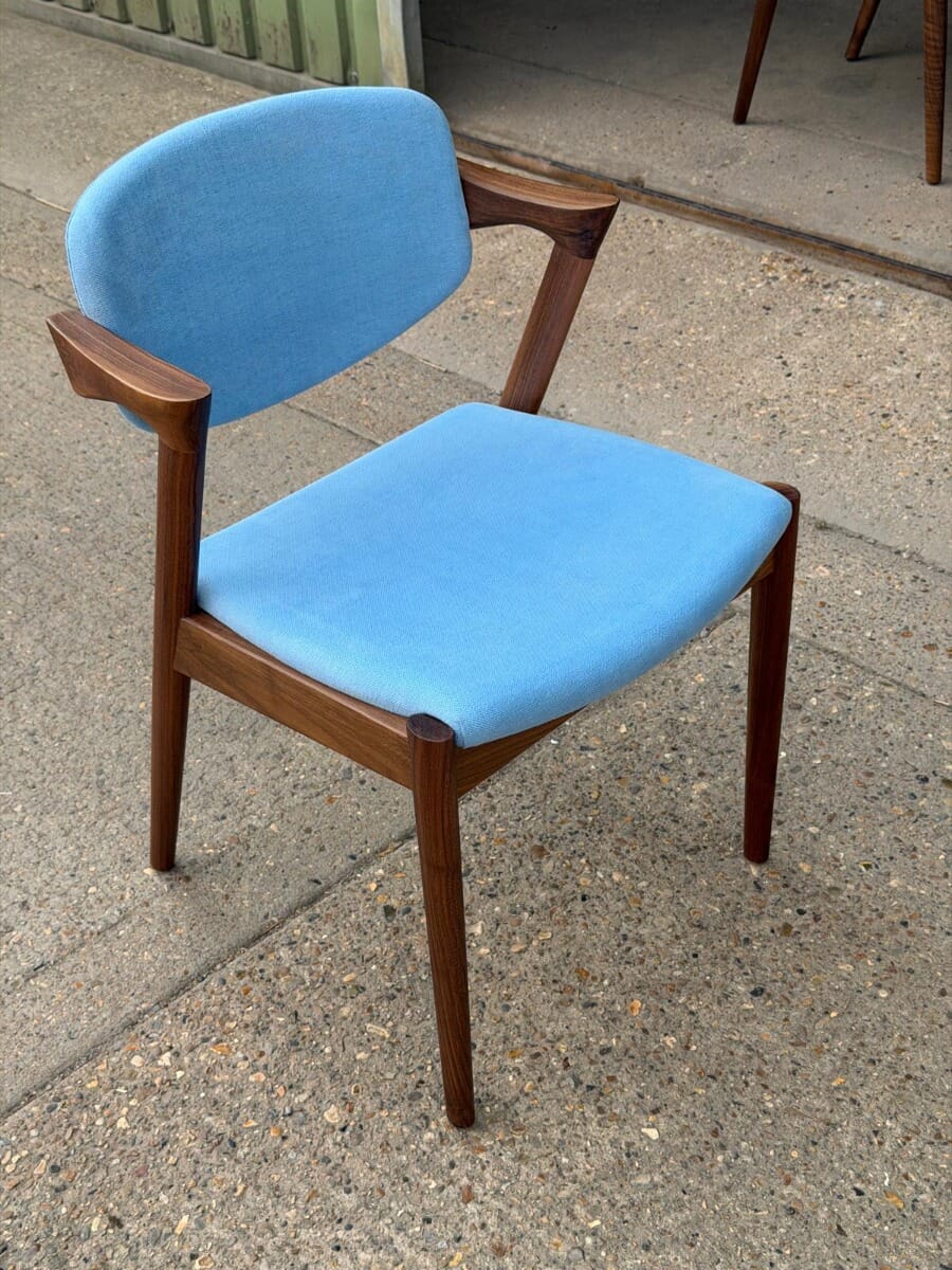 No. 42 Chair Walnut and Blue Wool