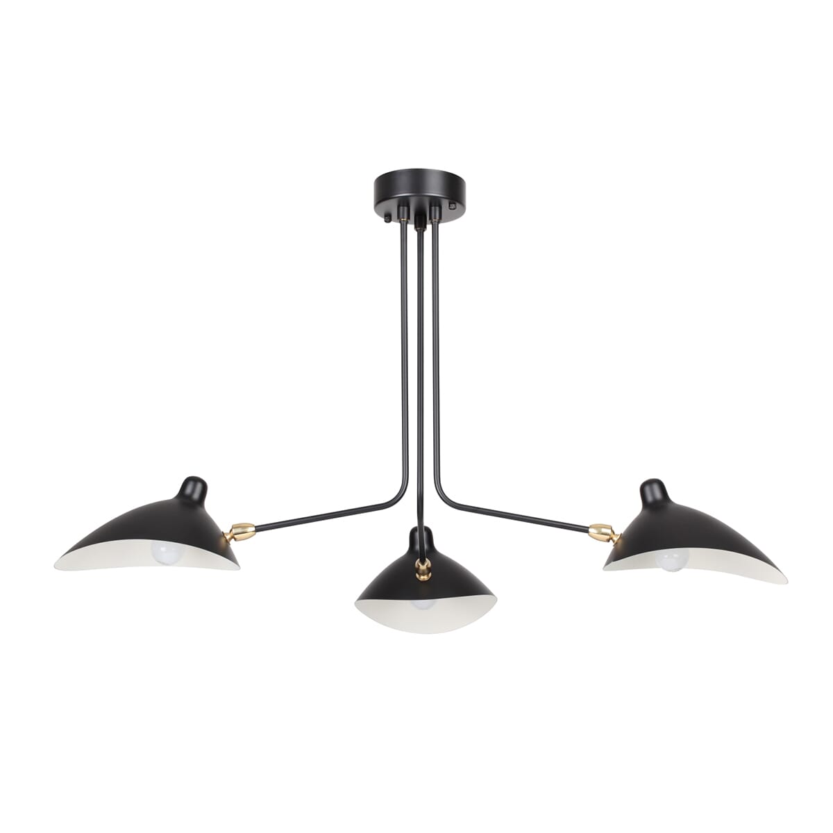 Serge Mouille Style 3 Arm Ceiling Lamp SWIVEL UK