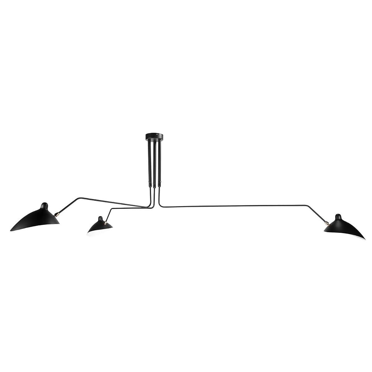 Black three arm ceiling light hot sale