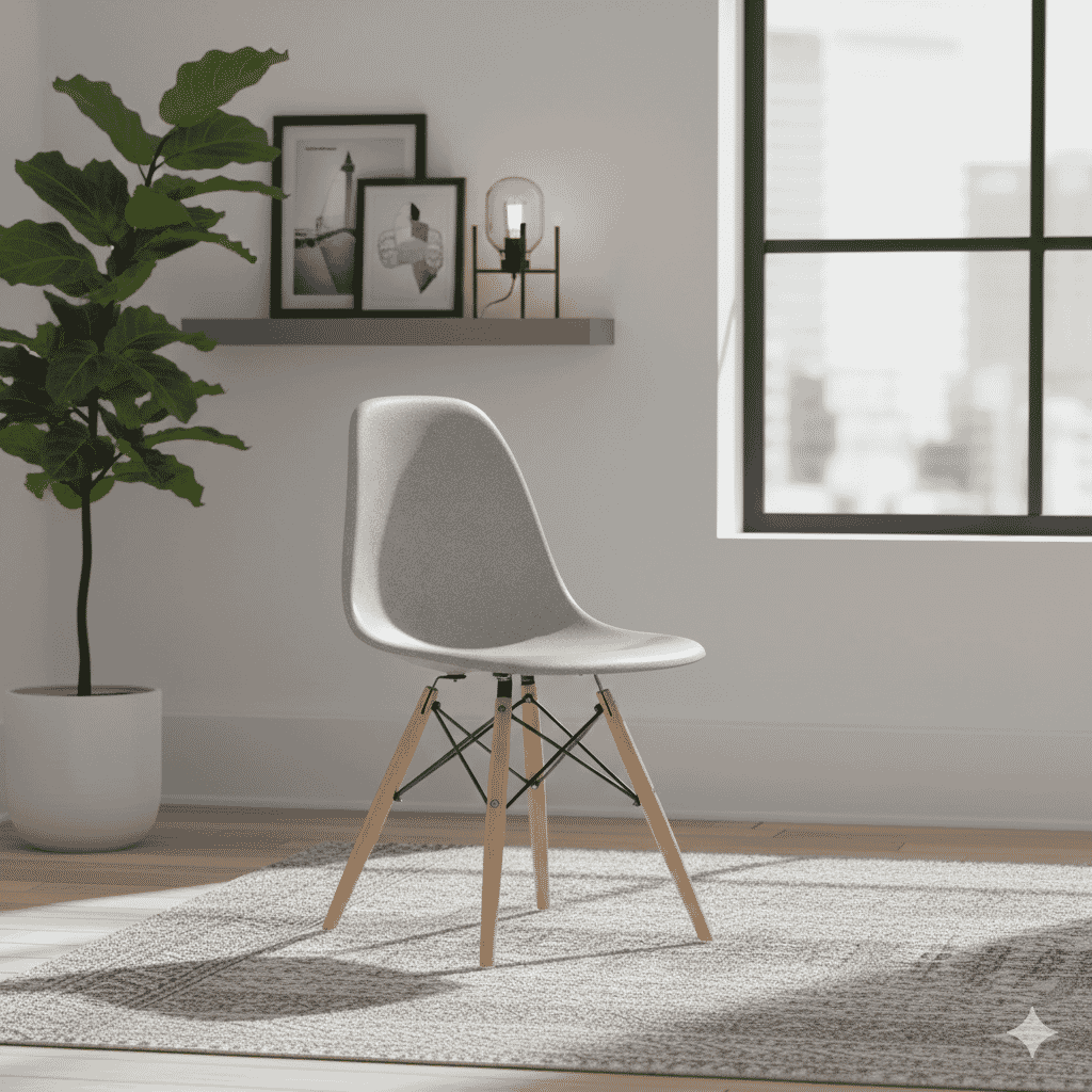  Visible Fibreglass Shell Chair Greige Light