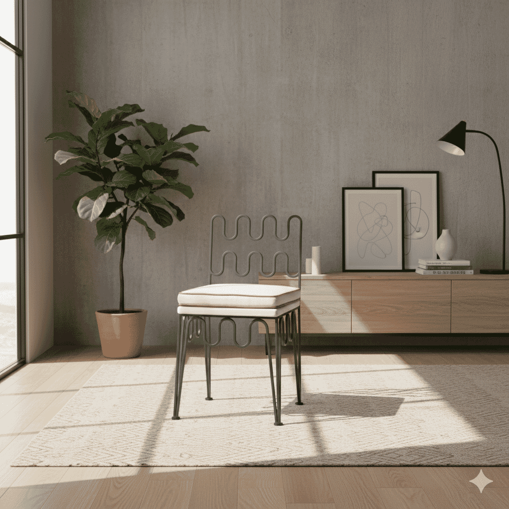 Wabi-Sabi Wave Sculptural Metal Chair