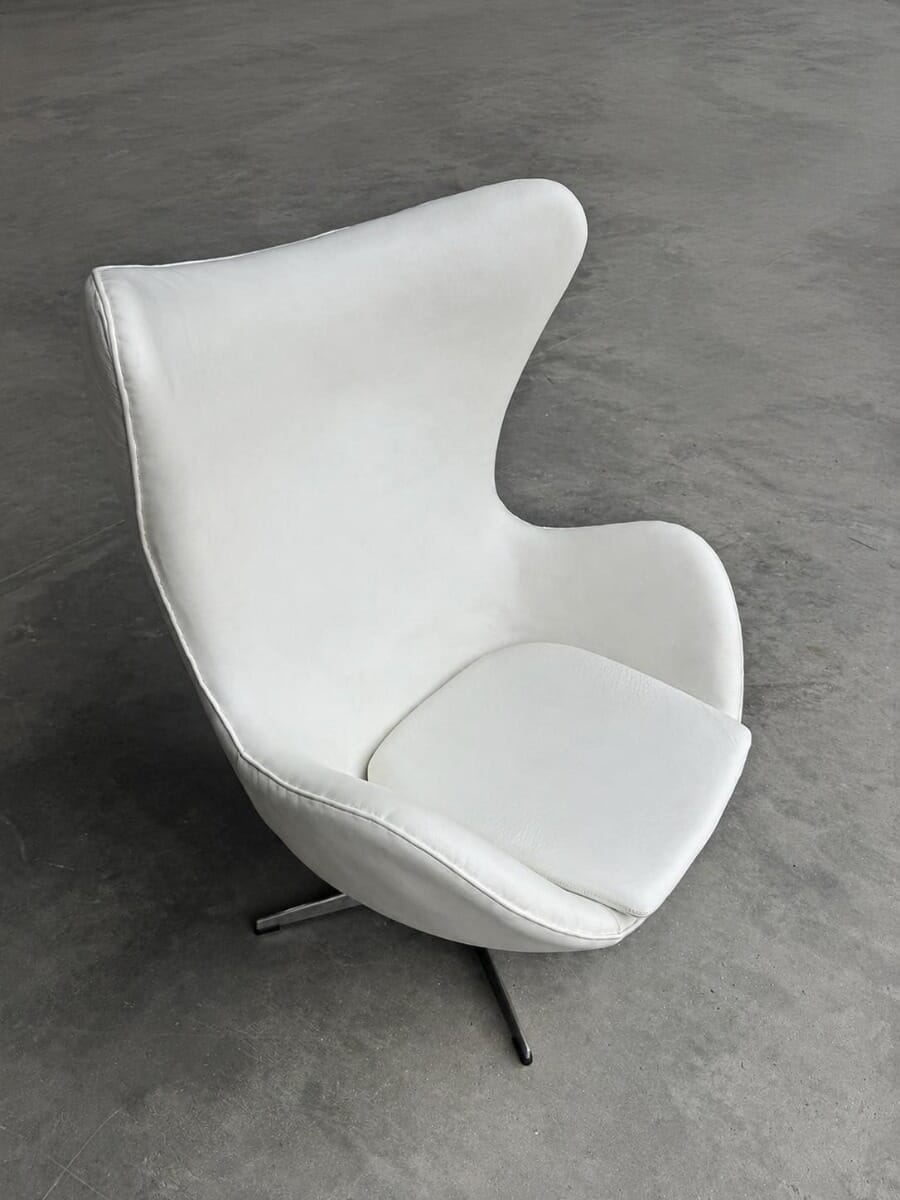 1958 Danish High Back Lounge Chair White Leather