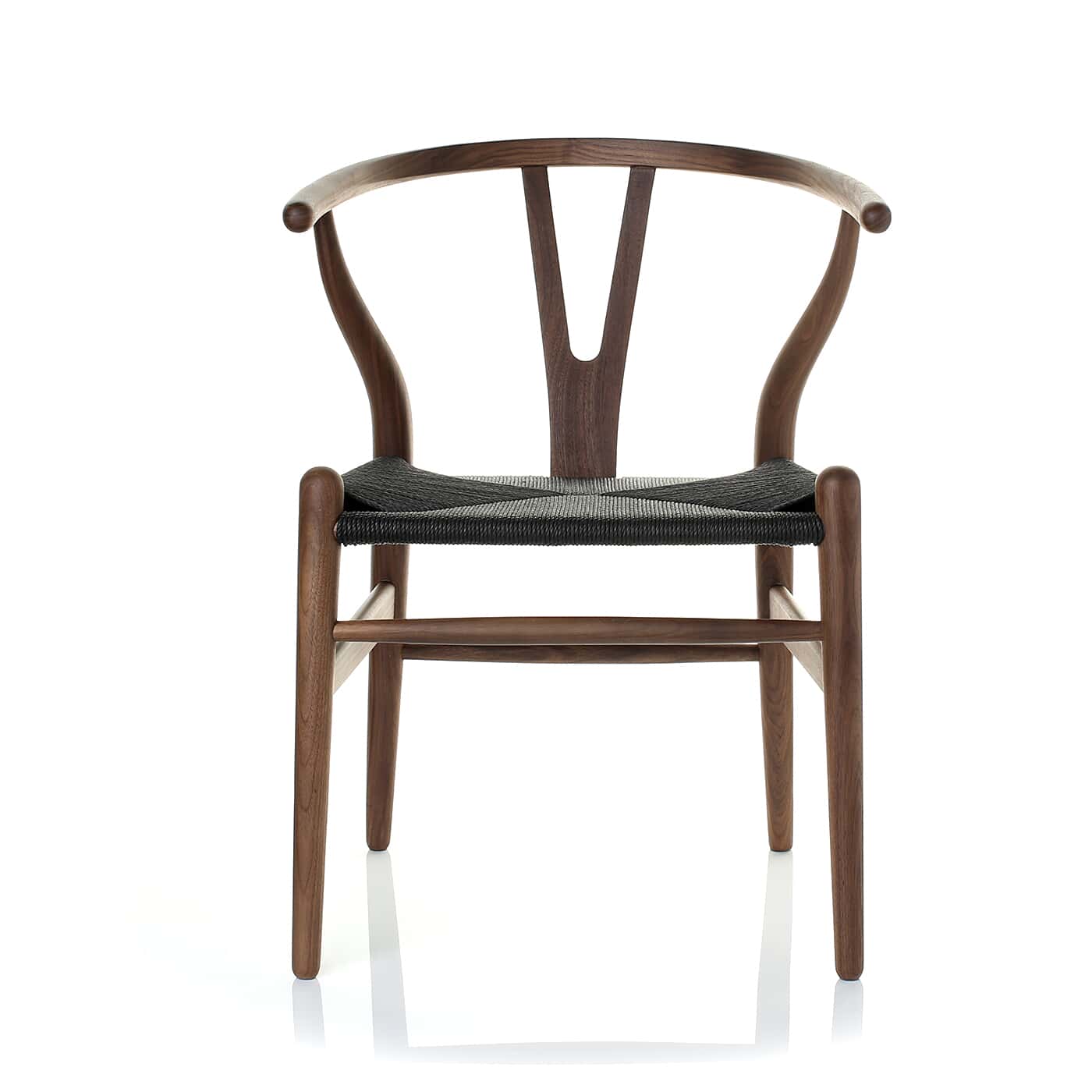 Hans Wegner Replica Wishbone Chair In Walnut And Black Cord Swivel Uk